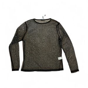 Talent Black Sheer Long Sleeve Top with Crystals NWT